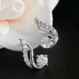 "925 Silver Plated Shiny Round CZ Twisted Stud Earrings, GPMB1409